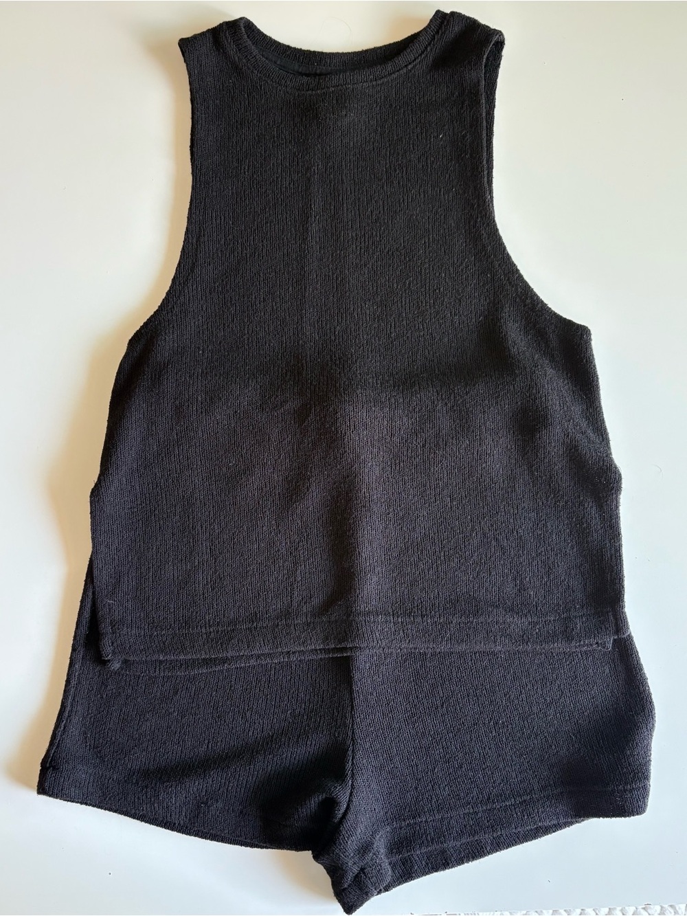 H&M Black Textured Knit Sleeveless short set